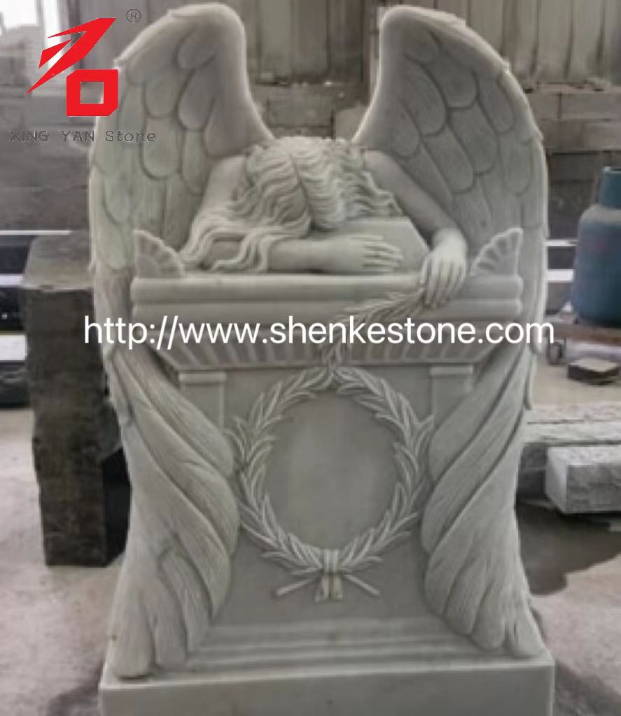 Kaufen Sie White Marmor Weeping Angel Statue aus der Haobo Factory