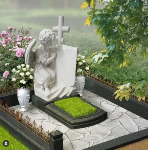 China Xingyan White Marmor Angel Cross Grabstein
