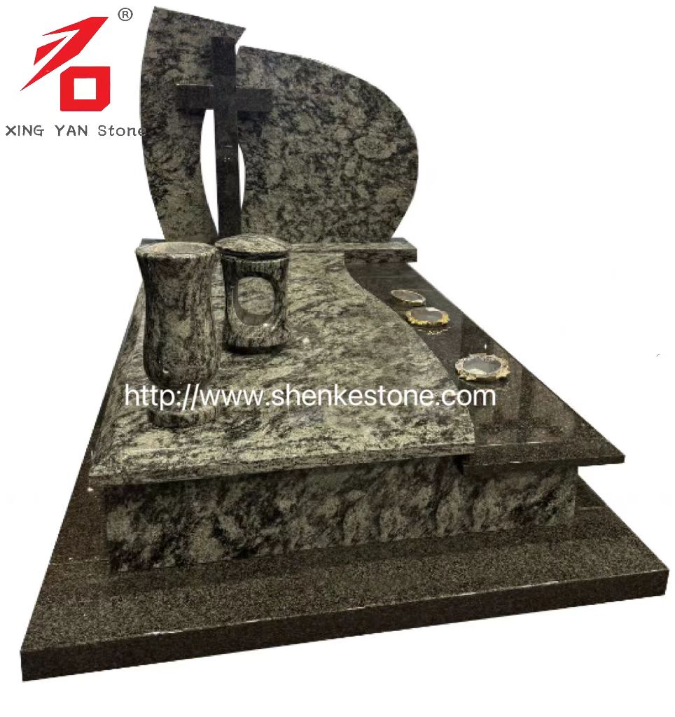Chinesisches olivgrünes Granit -Bestattungsdenkmal (mit Vase)