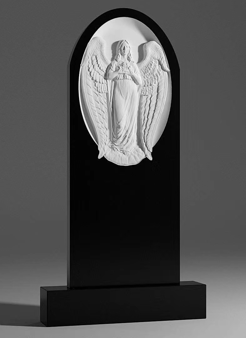 Chinesischer Xingyan Russian Style Angel Relief gewölbter Grabstein