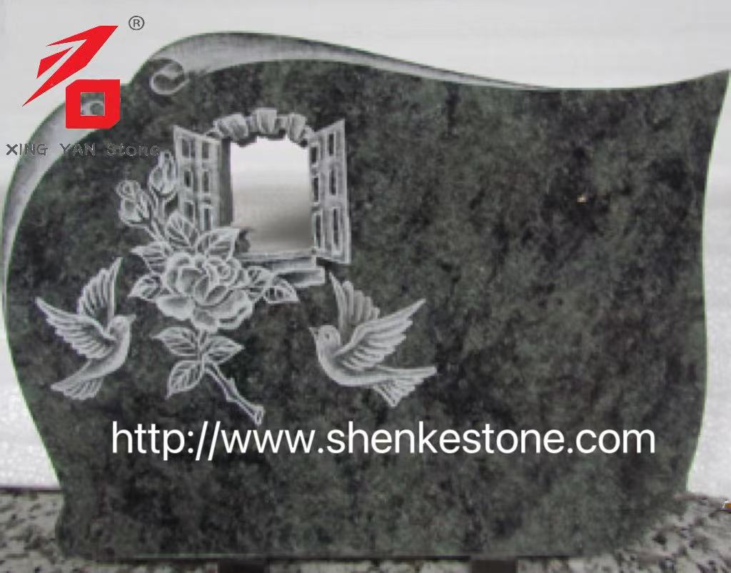 Delicate Green Granit geschnitztes Vogelgedenkplaque