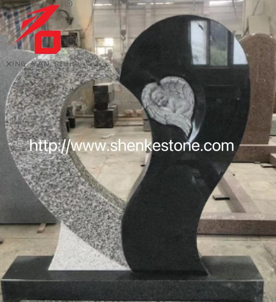 Spezielle Single -Herz -Form Angel Grabstein für Friedhof